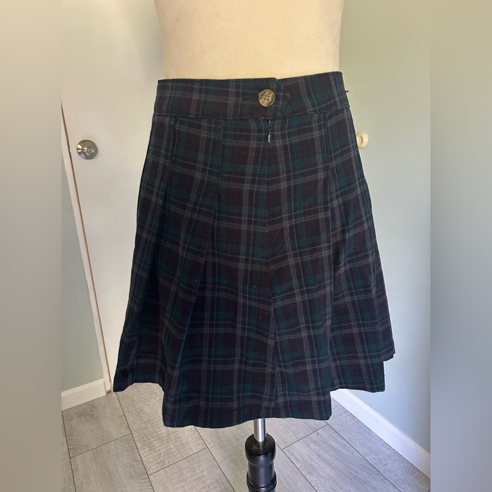 American Eagle Outfitters Blue Green Knee-Length A-Line Pleated Skirt